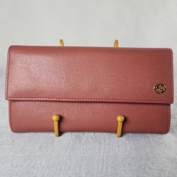 💋 Gucci GG Interlocking Logo Long Leather Wallet - Picture 3 of 12